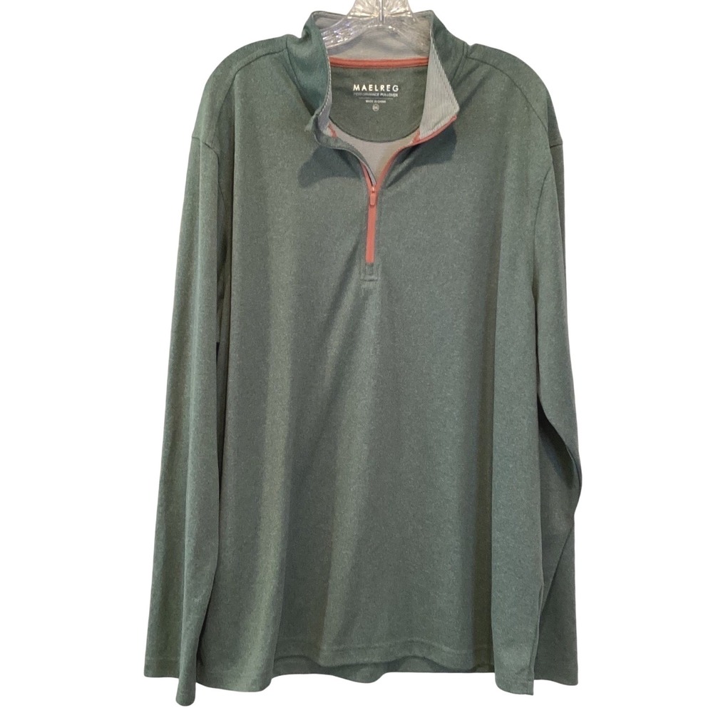 Maelreg Quarter Zip Pullover Performance Heather Green Long Sleeve Shirt - 2XL